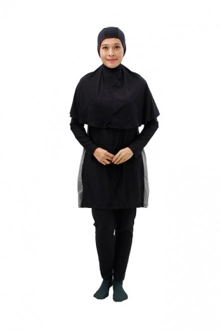 Baju Renang Muslimah - SB 02 ( PLAIN GREY BLACK)